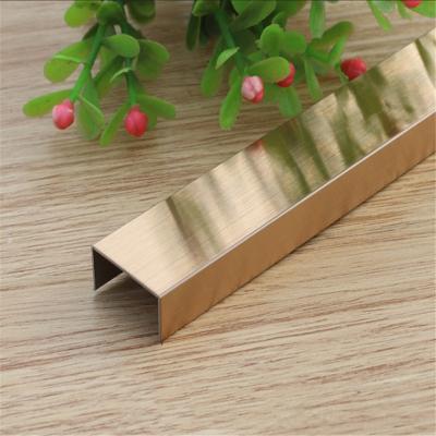 China Modern matt rose decorative gold stainless steel metal joint panels c u profile for glass for sale