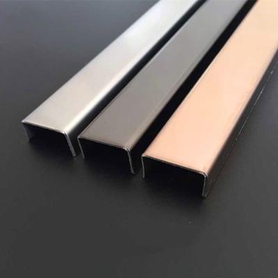 China Modern SS201 304 u form stainless steel channel prices rose gold tile mirror polished junction panel for sale