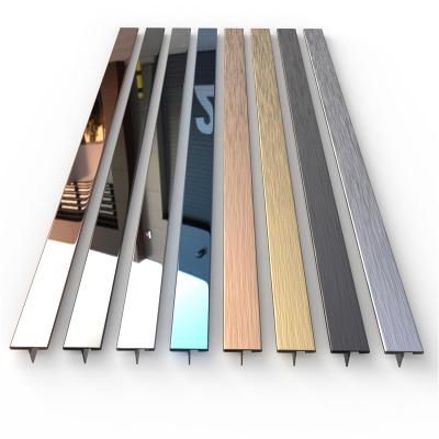 China Modern Stainless Steel Tile Edge Joint Panel T Channel Profile For Ceramic Floor Transition for sale