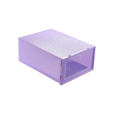 China Bulk Arcyclic Transparent Sustainable Durable Antioxidant Plastic Shoe Boxes Drop Front Shoe Storage Box for sale