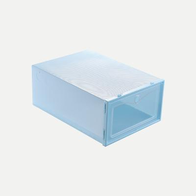 China Bernd 12pcs Viable Foldable Clear Plastic Show Case Drawer Storage Loonde Shoe Box Shoes Case for sale