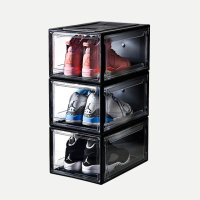 China Bernd 12pcs Viable Foldable Clear Plastic Show Case Drawer Storage Loonde Shoe Box Shoes Case for sale