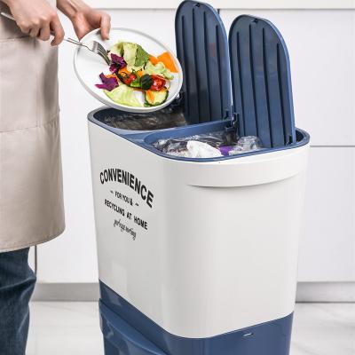 China Sustainable Modern Slim Single Trash Can Mini Curbside Bathroom Plastic Narrow Cleaner Wetter Manufacturers for sale