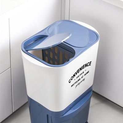 China Sustainable Folding 58 Liter Hand Free Double Bin Recycle Super Quality Wall Mounted Rubbish for sale