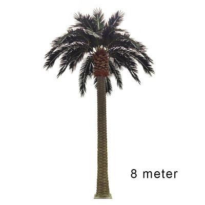 China Customized Huge Tropical Artificial Fake Palm Tree Realistic Newest 8 Meter Outdoor Metal Palm Trees For Beach Hotel Decor for sale