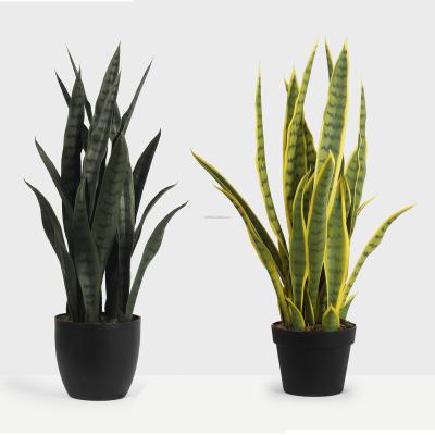 China Natural Yellow Green Potted Small Faux Sansevieria Plant Guangdong Touch Artificial Snake Plant For Indoor Outdoor Decor for sale