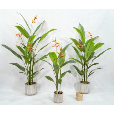 China 210CM 7 Stems 34 Leaves 3 Flowers Fake Strelitzia Artificial Bird Potted 7FT Tall Artistic Ornamental Plant Skybird Of Paradise for sale