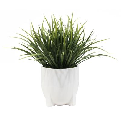 China New Design Realistic Small Potted Plant Fake Green Dried For Pampas Grass Seedling Artificial Grass For Office Decor for sale