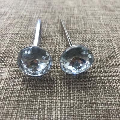 China Factory Price Viable Cheap Rhinestone Pronge Break Crystal Button With Nail For Furniture for sale