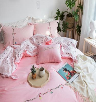 China Nondisposable 100% Long Staple Cotton Bedding Set Pink Sheet Set Kids Duvet Cover for sale