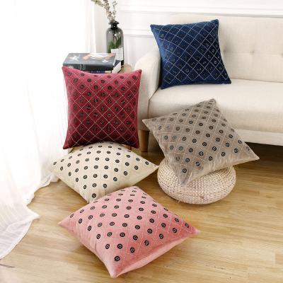 China Low Price Magnetic Plain Embroidered Square Tiles Home Decorative Cushion Cover for sale