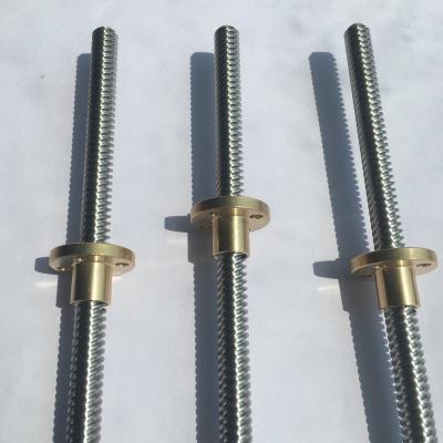 China Linear Motion System Pitch 2mm/4mm/8mm Diameter 8mm T8 Lead Gear Shaft Trapezoidal Screw With Brass Copper Nuts for sale