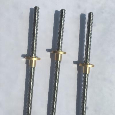 China Linear Motion System China Tr8x8 304 Stainless Steel Trapezoidal Lead Screw 300mm Length With Brass Nut for sale