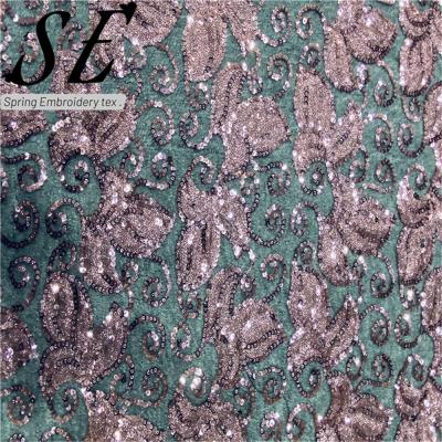 China China Factory Floral Sequin Foil Sequin Lace Fabric Lady Bridal Sequin Fabrics For Dress for sale