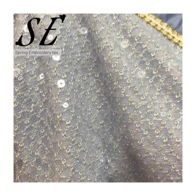 China Shinny Colorful Breathable 100% Polyester Sheer Sequin Embroidery Fabric For Woman Dress 210266 for sale