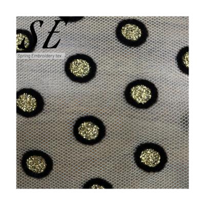 China New Fashion Breathable Wholesale Foil Dots Jacket Women Slip Flocking Fabric For Dress for sale