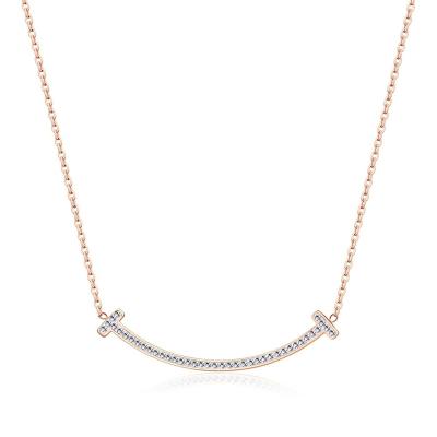 China Factory Wholesale Modern Fashion Necklace Rose Gold Rhodium Plated Copper Alloy Cable Link Chain/Vintage Fashion Jewelry Smile Pendant for sale