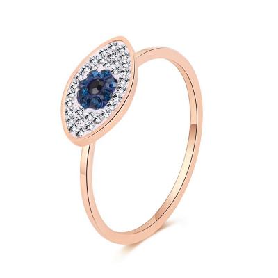 China Modern Finger Ring Rhinestone Sapphire Paved Gemstone Fashion Jewelry Devil's Eye/Vintage Fashion Vogue Trending Jewelry Gift for Girls for sale