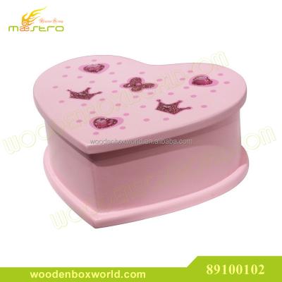 China Ballerina Pink Wooden Jewelry Box Memories Childhood Design MDF Heart Dancing Princess For Girls Sparkly Charm for sale