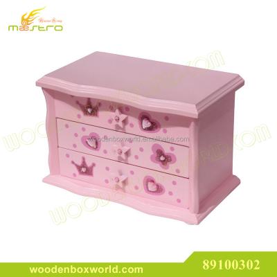 China MDF Handcrafted Jewelry Box Ballerina Jewelry Storage Case Wooden Musical Glitter Sparkle for sale