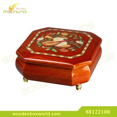 China Real Wooden Italian Marquetry Style Wooden Jewelry Music Box for sale