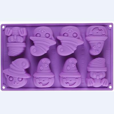 China Sustainable Halloween Cookie Cutters Silicone Candy Soap Mold Recycled Self-Contained Cookie Baking Cutters With Ghost Pumpkin for sale