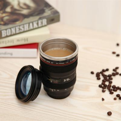 China Amazon 400ml Stainless Steel Camera Lens Coffee Mug Viable Reusable Camera Lens Coffee Mug for sale