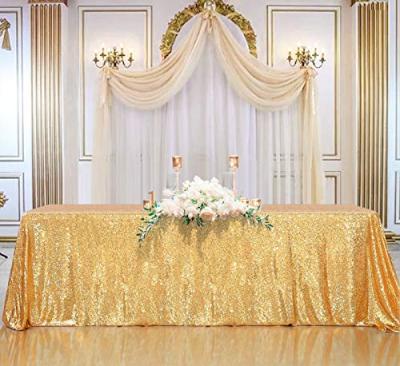 China GOLD SEQUIN tablecloth table wedding banquet party decoration viable square sequin embroidered tablecloth birthday for sale