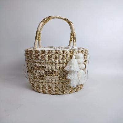 China 2022 fashion fashion raffia handbag summer woven vellum braid straw beach bag packaging for sale