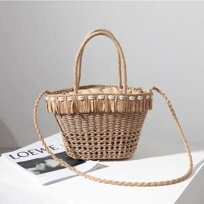 China Other Women's Designer Handbags Bucket With Shell Women Single Shoulder Makeup Wide Band Cross - Messenger Straw Bag Ladies Body Bags for sale