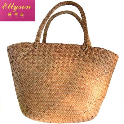 China ELLYSON Straw Bag Natural Wicker Tote Style Braided Handbag Preppy Casual Women Garden Bags Mini Woven Rattan Bags Handmade for sale