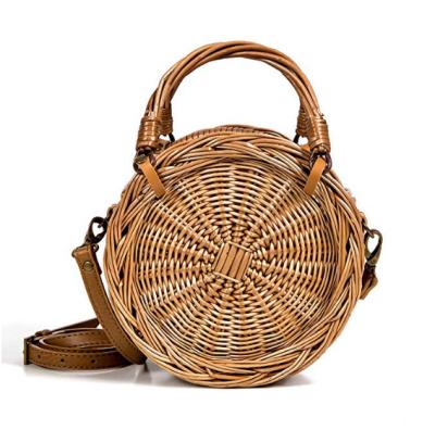 China Fashion\Round Straw Woven Bag Rattan Woven Shoulder Lady Bags Messenger Bag Wholesale Comfortable Summer Beach Handbags\Durable for sale