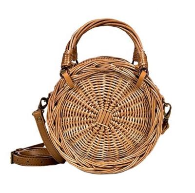 China Fashion \Elyson Factory Price Comfortable\Durable Eco-friendly Natural Rattan For Women Purse Handbag Circle Handbag Circle Boho Wicker Woven Bag Bali for sale