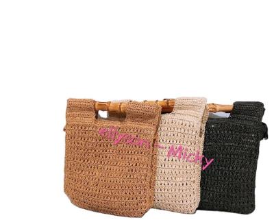 China PP Plant Beads Bamboo Cuffs, Square Hands Bag Corn Summer Woven Bags Handwoven Fashion Straw Shoulder Bags for sale