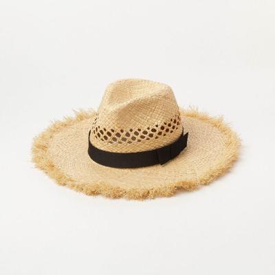 China PP Europe and the United States in the spring and summer new up-to-date woven outdoor straw hat burr bow Lafite jazz hat travel sunscreen for sale