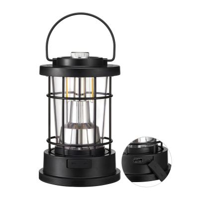 China Camping Outdoor Highlight Retro Style Lanterns Portable Rechargeable Shine Led Lighting Tent Camping Lights Retro Led Lamp for sale