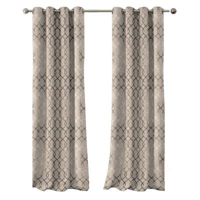 China Blackout European and American Style Ready Made One Piece Silver Aluminum Printed Backout Light Gray Curtains for sale