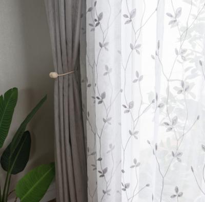 China Sheer Curtain Embroidery Window Fabric 100% Pure Polyester for sale