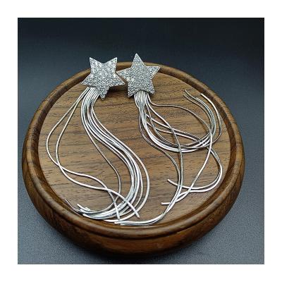 China Vintage Guangding OEM Brincos De Zircnia Pentagram Tassel Earrings for sale