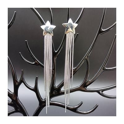 China Vintage Guangding ODM Prata 925 Silver Brincos Pentagon Tassel Earrings for sale