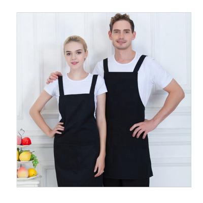 China Durable Black Cotton Cleaning Apron H Back Tie Logo Apron Small MOQ OEM Kitchen Bib Adult Custom Apron for sale