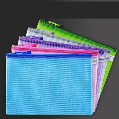 China Wholesalethickened Mesh Waterproof Folder Plastic A4 Folders Zipper Type Large Capacity for sale