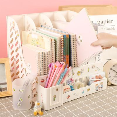 China Small Simplicity Stationery Storage Magazine Fresh Creative Plastic File Holder Multi Color Folder Holder for sale