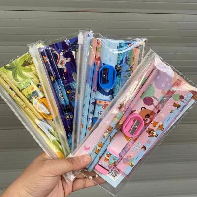 China New Style Cartoon PVC Zipper Bag Pencil Stationery Eco-friendly Paper Gift Set Study Stationery Set for sale