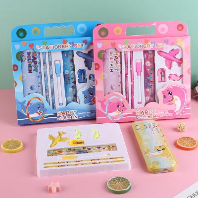 China Cute Cartoon Paper Pen Set Stationery Gift Children Elementary School Stationery Eco-friendly Set for sale