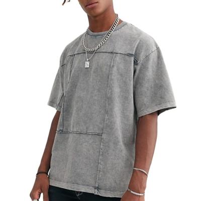 China Anti-wrinkle men's stylish hip-hop wash cotton fabric quality T-shirt fashion stone T-shirt for sale