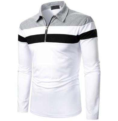 China Wholesale Anti-Wrinkle Polo T-shirt Single Splicing Polyester Long Sleeves White Mens Unisex T-Shirts for sale