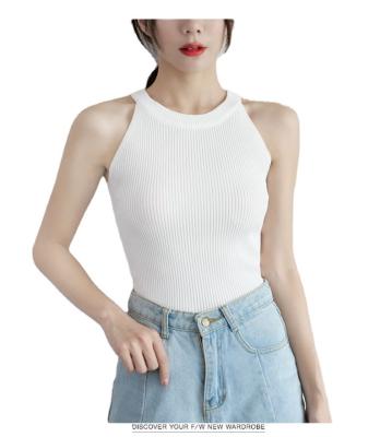 China QUICK DRY knitted tops off the shoulder ribbed crop tops women sleeveless casual tank top for sale