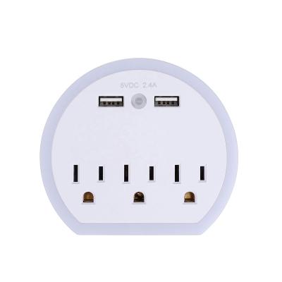 China Residential/Multi-Purpose Multifunctional Wall Socket With Night Light USB Wall Charger Outlet Supplement for sale