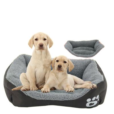 China Sustainable Manufacturer Fleece Sponge Filling Square Shape Water Proof Pet Bed Kennel Cushion for sale